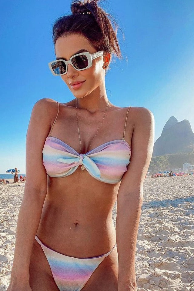 rainbow shimmer bandeau chain top - hy brasil - bikini land