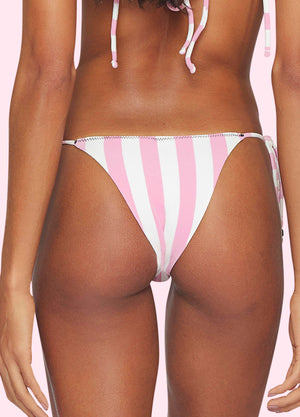 Plaige Pink and White Stripped Tie-Side Bikini Bottom Lua Lua