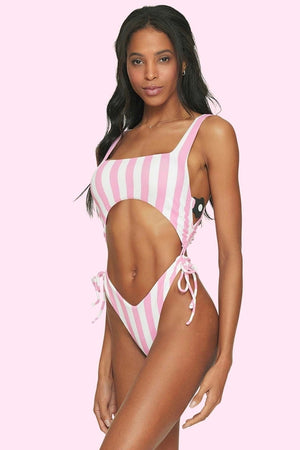 Plaige Pink and White Stripped One Piece Lua Lua