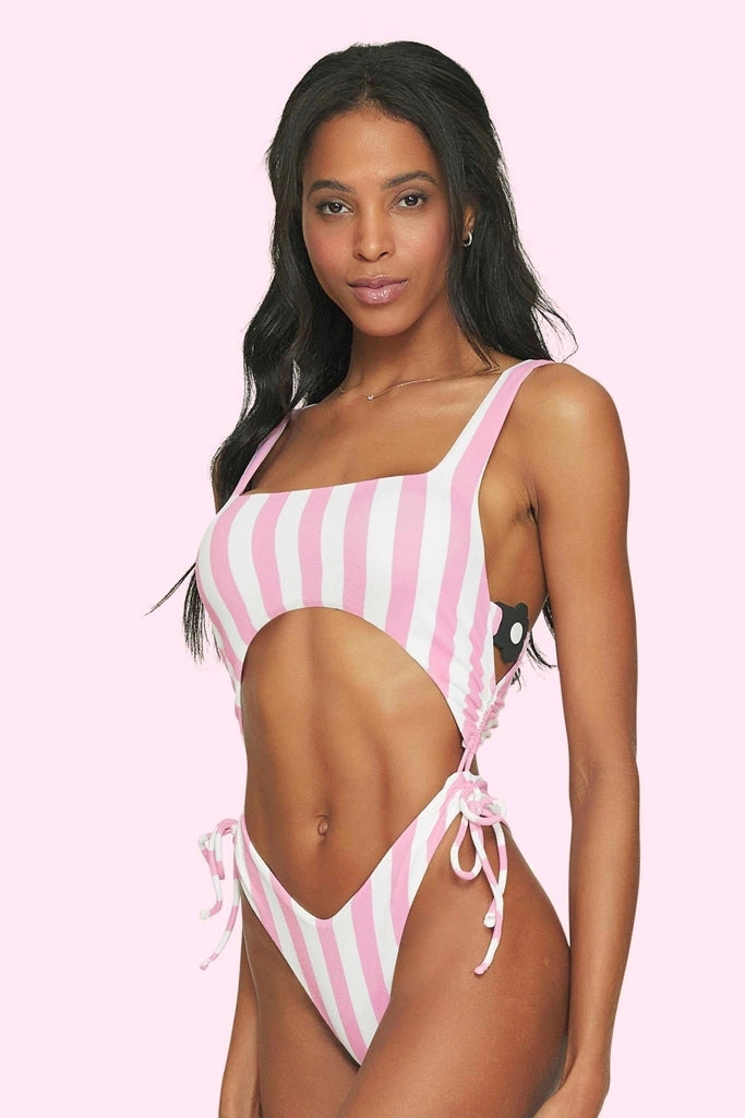 Plaige Pink and White Stripped One Piece Lua Lua
