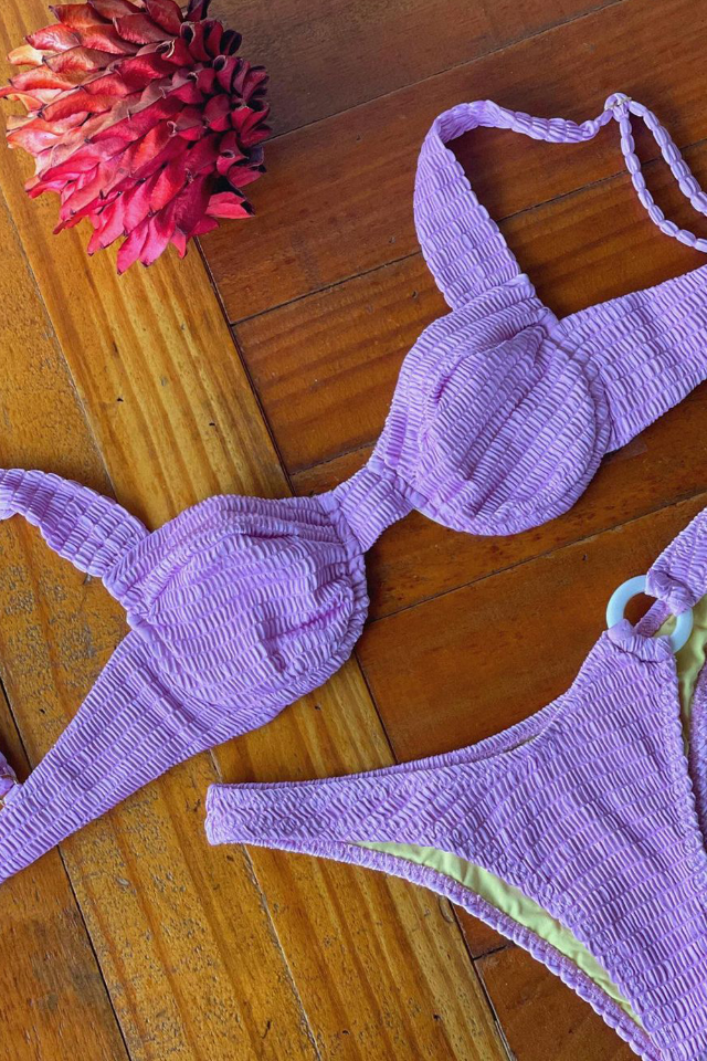 Lilac Scrunch Cupped Bikini Bottoms HYPE BEACHWEAR Bikini Land bikiniland