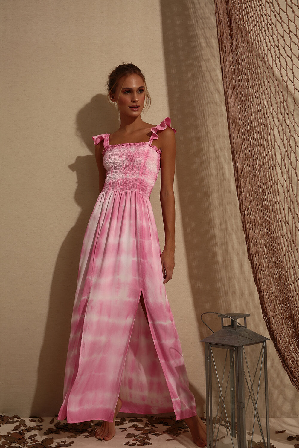 pink tie dye smocked dress - cover up - gapaz - bikiniland