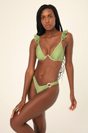 Alba Green Ruffle Bikini Top - HYPE BEACHWEAR - Bikini - HYPE BEACHWEAR