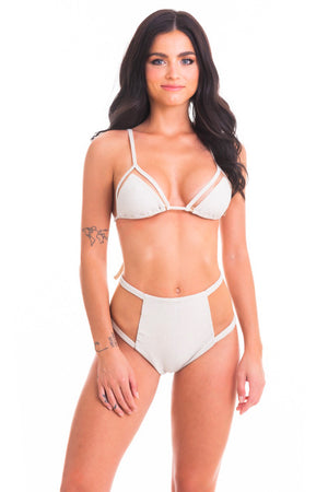 White Glitter lurex Bikini Bottoms - Sereia Brasil