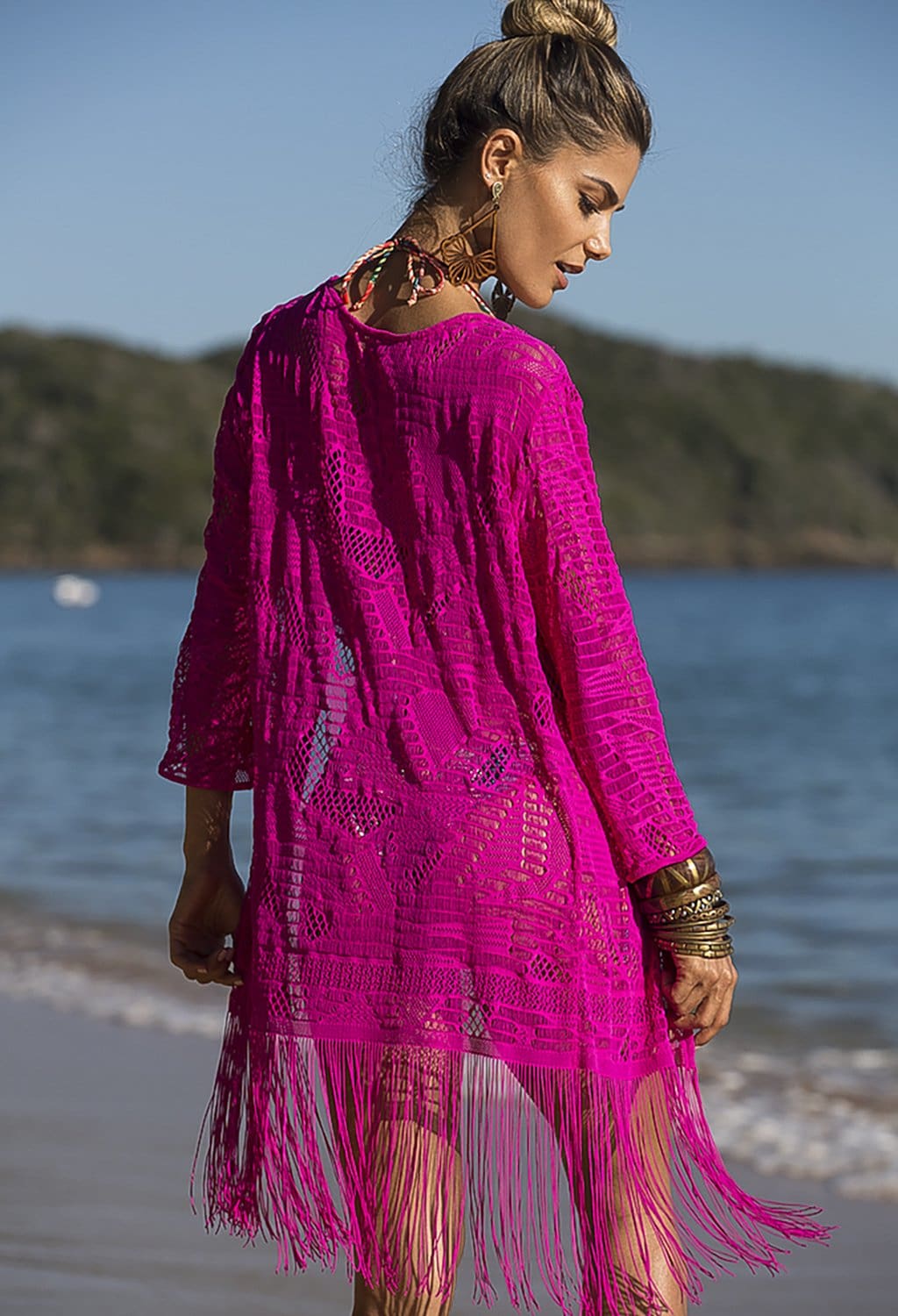 Atena Pink Fringe Kimono - Belles - bikiniland