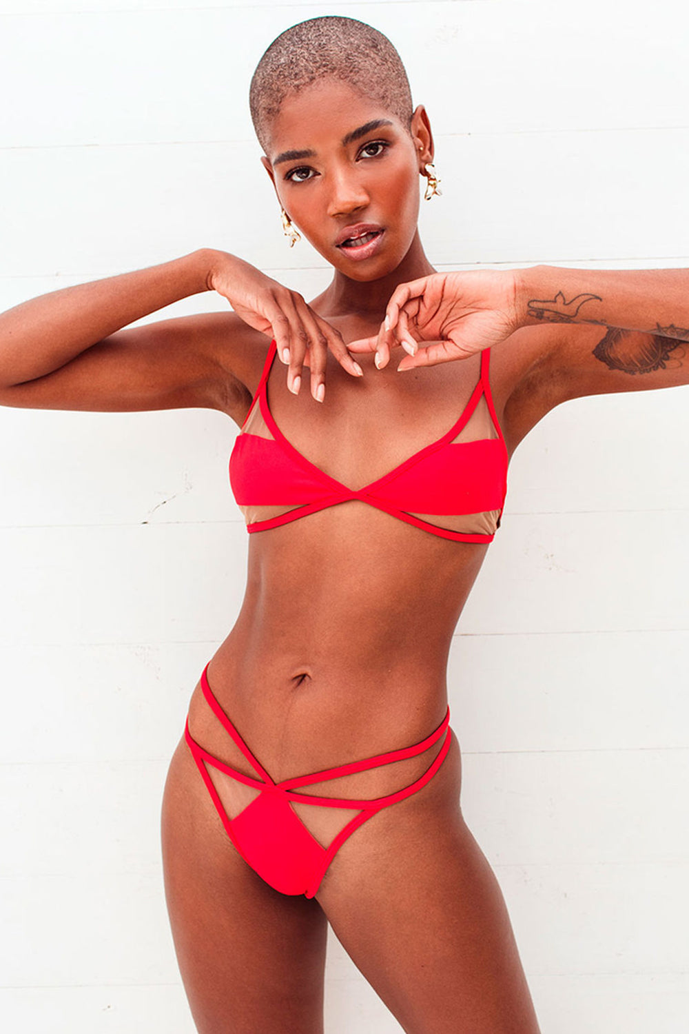 Mermaid Red Strappy Bikini Bottoms - Sereia Brasil