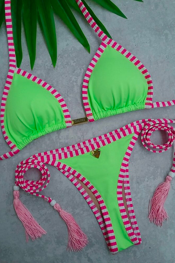 Lime neon green triangle bikini top - Magic Hands Boutique
