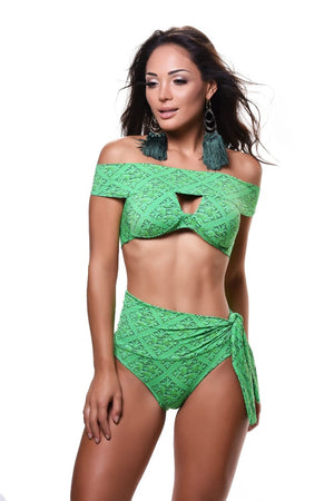 Off The Shoulder Green Bikini Bottom - Karla Vivian - bikiniland