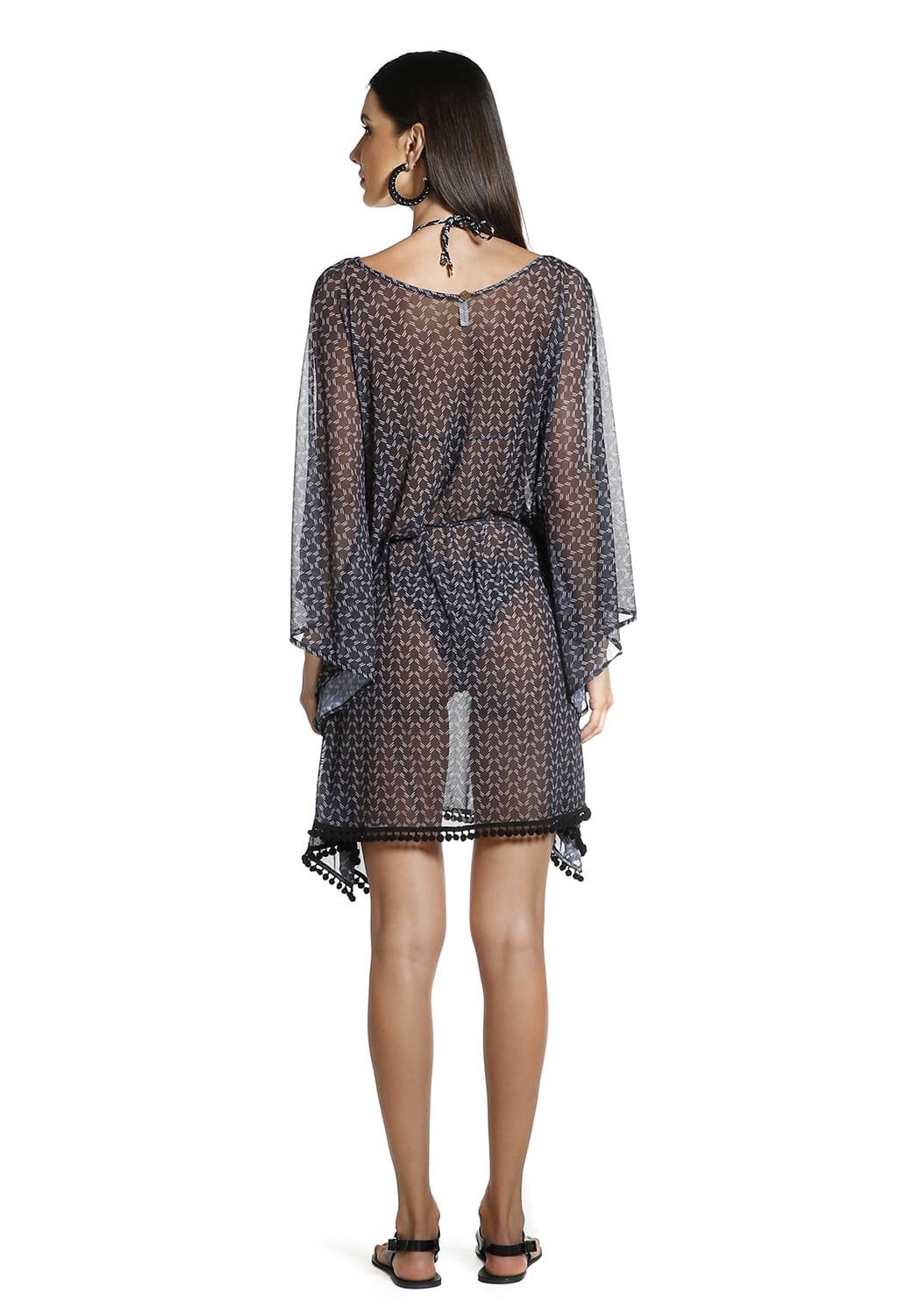 Sheer Pom Pom Kaftan - Larissa Minatto - bikiniland