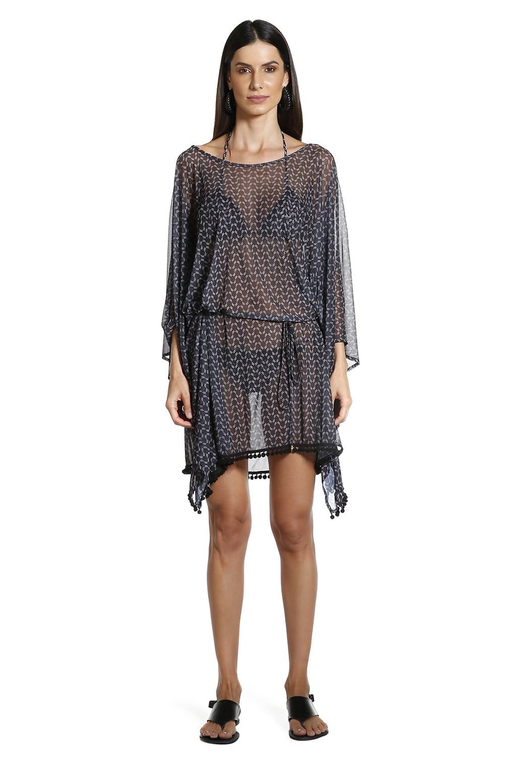 Sheer Pom Pom Kaftan - Larissa Minatto - bikiniland